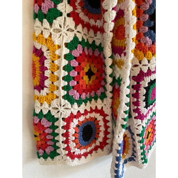 NEW Farm Rio Rainbow Fun Crochet Kimono Cardigan Granny Square Cotton Small - Picture 3 of 16